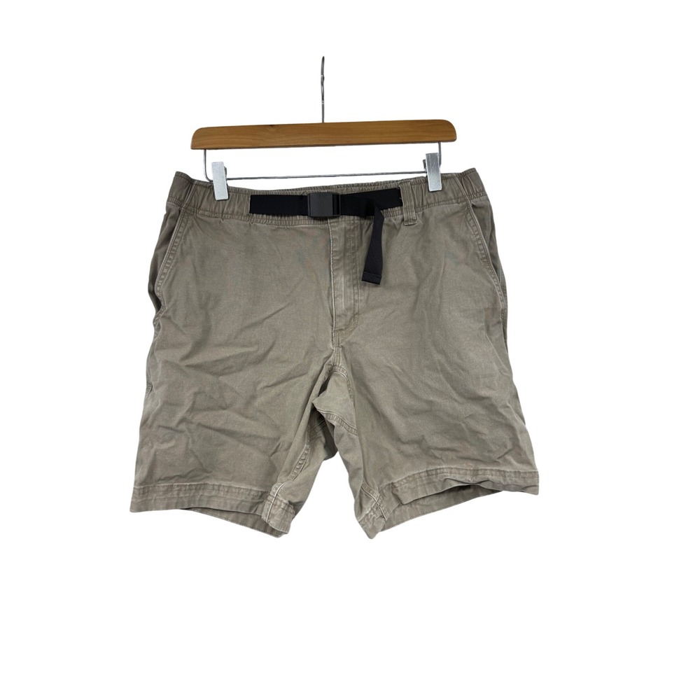 Duluth Trading Co Mens Khaki Belted Cargo Shorts Size M Standard Fit Tan